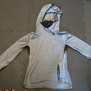 Long sleeve workout top with hood
